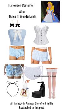 Items linked to this post / in amazon storefront in bio!  Halloween | Costume | Costume idea  | Madeline Johnson |  It girl costume | It girl | Alice in wonderland