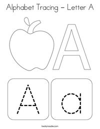 Alphabet Tracing - Letter A Coloring Page - Twisty Noodle