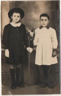 OLD VINTAGE PHOTO PRETTY LITTLE GIRL IN HAT & BOY WITH SCHOOL UNIFORMS 1920's | eBay