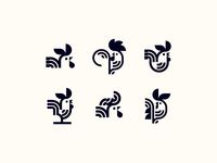 Roosters identity logotype illustration icon geometry geometric minimalism minimal chicken animal logo branding rooster