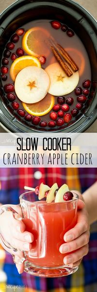 The perfect holiday drink, this Slow Cooker Cranberry Apple Cider is made with apple, cranberry and orange juices! Perfect for your Thanksgiving or Christmas party.