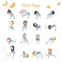 Desk Yoga, Chair yoga for kids | Yoga At Your Desk | Office Yoga | Yoga Art Print | Fitness Art | Yoga Art