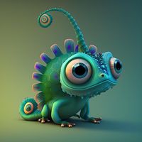 Photo super cute little chameleon in the... | Premium Photo #Freepik #photo #render #animation #gecko #mascot