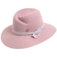 Maison Michel Women Virginie Rabbit Fur Felt Hat W/ Lace ($755) ❤ liked on Polyvore featuring accessories, hats, pink, rabbit fur hat, rabbit felt hat, rabbit hat, lace hat and pink felt hat