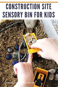 Your little ones will love this fun construction site sensory bin! It’s super easy to set up, and it is sure to inspire hours of imaginative play. #constructionsensorybin #sensoryactivitiestoddlers #sensoryactivities #homeschoolprek