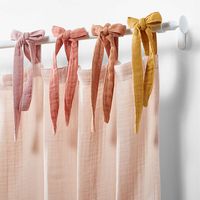 84" Pink Tie Muslin Organic Cotton Curtain Panel | Crate & Kids