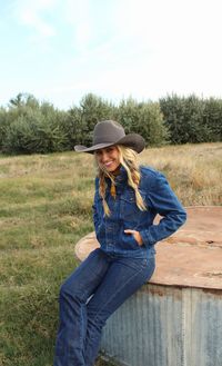 Ranchy, western, cowgirl, American hat company, felt hat, cowboy girl, rodeo clothes, ranching, denim, Wrangler