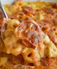 Cheese Tortellini Pepperoni Pizza Casserole - WonkyWonderful