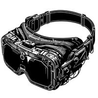 Black and White Illustration of VR Glasses Headset