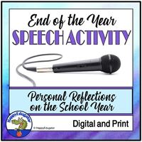 An end of year activity that is an eye-opener! Give this assignment as an end of the year final project to help students learn to write a speech, present and engage an audience, and use visual displays or digital media. Keep students engaged in learning. Students will present a 3 - 5-minute speech r...