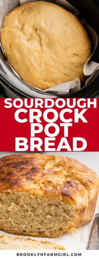 Easy Sourdough Crockpot Bread that only takes 3 hours to make. No starter needed! Throw all the ingredients in the slow cooker and come back to a quick homemade crusty bread!