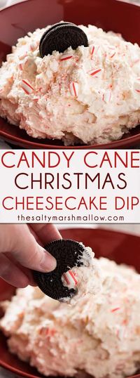 Candy Cane Christmas Dip - This rich, peppermint, cheesecake dip is perfect for all of your holiday and Christmas parties!  An easy to make, sweet, dessert dip that tastes like peppermint cheesecake!