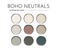 This listing is for a Boho Neutrals color scheme, created with Sherwin Williams paint colors and featuring many best-selling colors, including the 2023 Color of the Year, Redend Point. I have carefully selected a range of 9 colors for this palette, and included options for walls, trim, furniture, cabinets and doors.  Sherwin Williams has hundreds of paint colors, each with their own unique undertones. This can make choosing the right paint colors hard. The colors in this collection were carefull