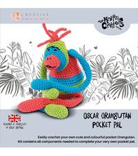 This crochet kit designed by Mandy Cameron has all that you need tocreate this fun knitty critter! This package contains (3) 25gramballs of HELLO 100% cotton yarn, extra yarn for facial features, acrochet hook, stuffing and a pattern Care Instructions: Machine washand dry Design: Oscar Orangutan Imported