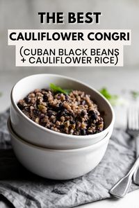 An easy-to-make cauliflower rice recipe made Cuban-style made with riced cauliflower, spices, and black beans. A quick 15-minute meal!