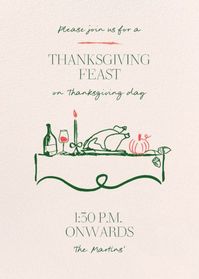 Customize 'Set the Table' Thanksgiving Invitation online and send via email, text message, or a shareable link. Instantly track deliveries and opens, and message recipients.