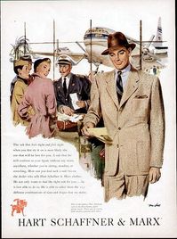 1950s Mens Clothing ad-Vintage Mens Fashion/ 1950s Fashion/ Travel Style/ Illustration #1950s #1950sfashion #Menswear #Mensfashion #Vintagead #illustration