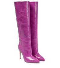 Turn heads with these statement knee-high boots from Paris Texas | Paris Texas Croc-effect leather knee-high boots