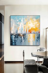 Immerse yourself in this stunning sailboat sunset scene, an original handmade oil painting capturing the serene beauty of sailboats at dusk. The vibrant oranges and cool blues create a mesmerizing atmosphere. Perfect for adding a touch of coastal charm to any room. Customizable to 80+ sizes. Click to view details or purchase this one-of-a-kind sailboat artwork! #sailboatpainting #coastalwallart #sunsetart