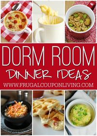 Dinner in college can add up! These No Bake Dinner Dorm Room Recipes are delicious and easy - they require no stove or oven. College Recipes list on Frugal Coupon Living.