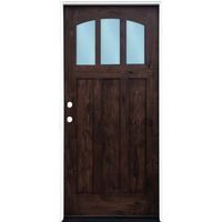 Pacific Entries 36 in. x 80 in. Craftsman Espresso Right Hand Inswing 3-lite w/ Arched Reed Glass Stained Alder Wood Pre-Hung Front Door EA75CRDR - The Home Depot