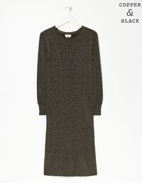 Black Metallic Knitted Dress, Dresses | FatFace.com