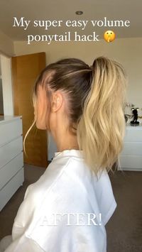 @laurenpopey uses Full Dry Volume & Texture Spray for this voluminous ponytail hack for long-lasting volume + texture. Tap to shop. #livingproofinc #onfullblast