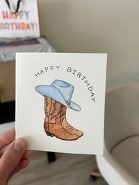 #watercolor #birthdaycard #diycard #diybirthday #cowboybirthday #watercolorboots #cowboyhat #coasalcowgirl #birthday