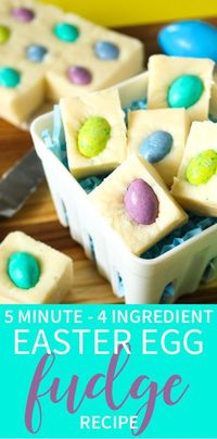 If you have 5 minutes and these easy 4 ingredients you can make this sweet and decadent Easter Egg Fudge recipe that is perfect for all your Easter gatherings! #easter #fudge #quickfudge