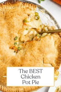 This chicken pot pie is truly the BEST ever! A creamy, savory filling is packed with tender chicken, fresh veggies, and a curated blend of spices. The flaky, buttery crust makes this chicken pot pie irresistible, comforting, and a family-favorite!