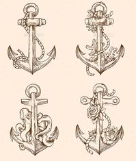 Set of Vintage Anchors by Artness | GraphicRiver