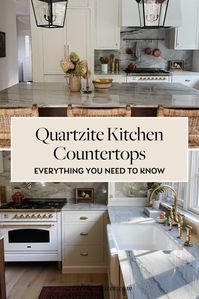 People always ask about our quartzite kitchen countertops, so today I’m answering all your top questions! Our countertops and range-wall backsplash are made from Quartzite, a natural stone with a cool blue tone called sea color, and we went with a glossy polished finish. I’ll also explain the difference between quartz, marble, and quartzite, and how to choose the best countertop for your timeless kitchen style. Kitchen remodel.