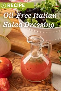 Oil is optional in this yummy Italian dressing. Try it on green salads, pasta salads, wraps, and roasted veggies! | goodnature.com