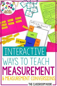 Looking for some interactive and FUN ways to teach measurement and measurement conversions to your upper elementary students? Check out this post with tons of ideas for making your next math unit on measurement more interactive for your students! #mathactivities #activities #mathgames #games #3rdgrade #thirdgrade #4thgrade #fourthgrade #5thgrade #fifthgrade