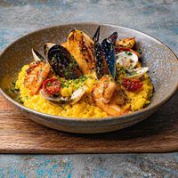 MELENZANÉ - We Cook Italian on Instagram: “Our new seafood dish, Frutti di mare Risotto!😋 Spicy saffron flavored, assorted seafood risotto with a hint of garlic and roasted baby…”