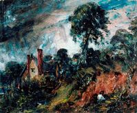 John Constable - A Cottage among Trees with a Sandbank (c.1836)