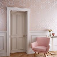 A timeless Damask design that takes inspiration from French chateau interiors has been given a contemporary twist with the addition of distressed metallic detailing in a stunning rose gold. Shown here in the Taupe colourway. Other colourways are available.