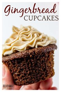 Gingerbread Cupcakes with Cinnamon Buttercream Frosting - an easy recipe for the best, most moist cupcakes! With molasses and spices, these cupcakes bring a taste of nostalgia to the dessert table at Christmas! | #gingerbread #cupcakes