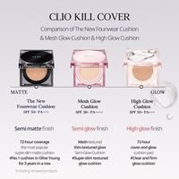 Difference between the Regular Edition and Office Report Edition: Packaging Difference, the formula and shades are the same  Clio Kill Cover High Glow Cushion is a lightweight yet moisturizing cushion foundation with a glow that lasts 72 hours. With a medium to high coverage, it covers blemishes to create a glass-like skin look for your everyday makeup.  ✔️ SPF 50+ PA+++ ✔️ Suitable for all skin type, especially normal to dry skin ✔️ Customized curved puff to help reach the small corners  How to use: Apply by pressing the puff into the sponge and pat the puff onto the face. Please use it after removing the film. Please close the lid fully after use.  ● Imported from: South Korea ● Clio Singapore is the official local distributor of CLUB CLIO based in Singapore.