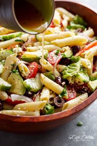 Lemon Herb Mediterranean Pasta Salad is loaded with so many Mediterranean salad ingredients, and drizzled an incredible Lemon Herb dressing!