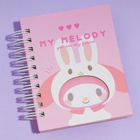 Have fun writing your notes on this kawaii spiral notebook! It has a die-cut cover that changes the My Melody illustration to a bunny look when the notebook is closed. Consists of 60 sheets with 2 designs