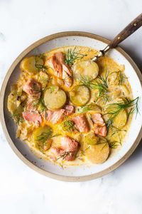 A simple recipe for Salmon Chowder using fresh salmon, that can be made in about 30 minutes on the stovetop. Fennel bulb gives this a lovely flavor, while a little smoked paprika adds a subtle smokiness without the addition of bacon. Low carb, Keto and dairy-free adaptable!