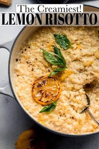 This is a totally luxurious Lemon Risotto recipe. Swirled with with creamy mascarpone cheese, it's rich, creamy, and tangy - Its bright flavor makes a perfect vegetarian entrée or a delicious side dish.