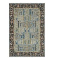 This area rug is just the right piece to help you tie your dining room or bedroom together. It has a blue, green, and yellow oriental-inspired pattern that adds a soothing foundation to your room. This rug is handmade in India from 100% wool, which we love for its natural stain- and water-resistant properties. Its hooked design has a high 0.75" pile height that makes it a great choice for lower-traffic areas. We recommend adding a rug pad underneath to help keep this 100% wool area rug in place.