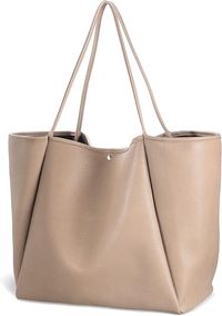 HOXIS Oversize Vegan Leather Tote Women Weekender Bag Shopper Handbag Travel Purse