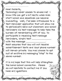 An informational parent letter to use with the app Remind 101