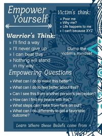 Everyone is on their own unique journey. When you learn this, as well as how to love yourself and be at peace with yourself, you stop judging yourself and accept others as well. get out of the victim's mindset and into one of empowerment. learn how to empower yourself as the positive warrior of love, light and joy you are with these questions. meditate on it.