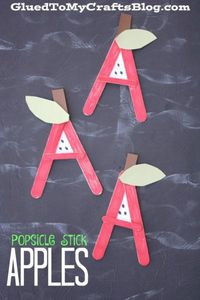 A is for Apple – Popsicle Stick Kid Craft - Fall Kids Craft Tutorial