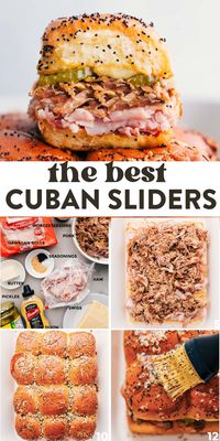 Cuban Sliders with soft Hawaiian rolls, packed with gooey Swiss cheese, delicious shredded pork, savory ham, and crunchy dill pickles.