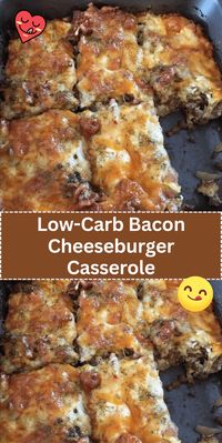 Enjoy the flavors of a classic cheeseburger in a low-carb version. Savory beef, crispy bacon, and melted cheese make this casserole a guilt-free delight.